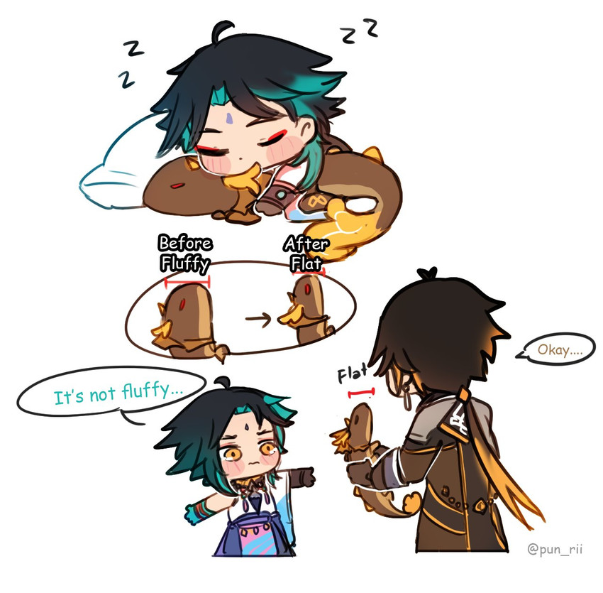 zhongli, xiao, and rex lapis (genshin impact) drawn by pun-rii