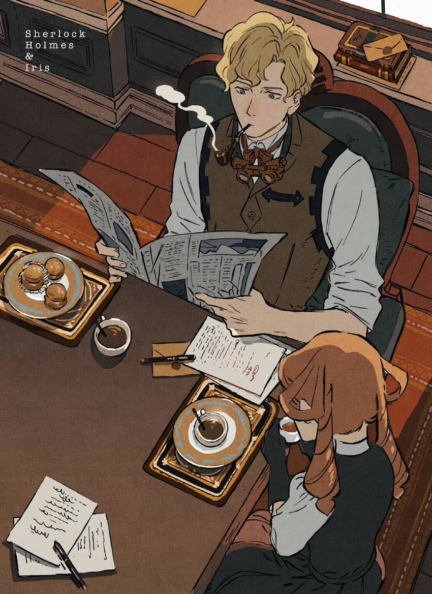 herlock sholmes and iris wilson (ace attorney and 1 more) drawn by cane_port