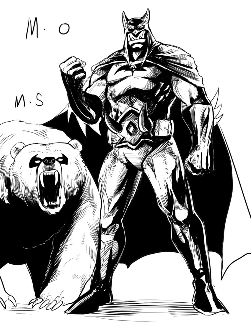 batman and rexxar (dc comics and 3 more) drawn by gegegekman