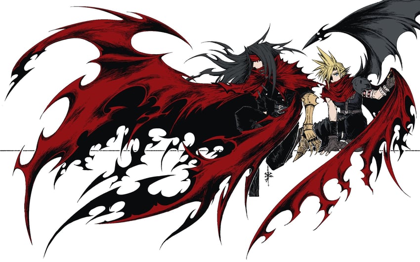 cloud strife and vincent valentine (final fantasy and 3 more) drawn by entropy12426