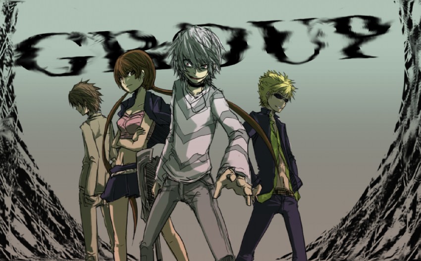 accelerator, musujime awaki, tsuchimikado motoharu, unabara mitsuki, and etzali (toaru majutsu no index and 1 more) drawn by goskt10trr and ramune_(cherrykde)