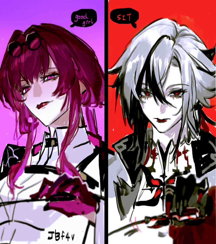 kafka and arlecchino (genshin impact and 3 more) drawn by tanyaf2022