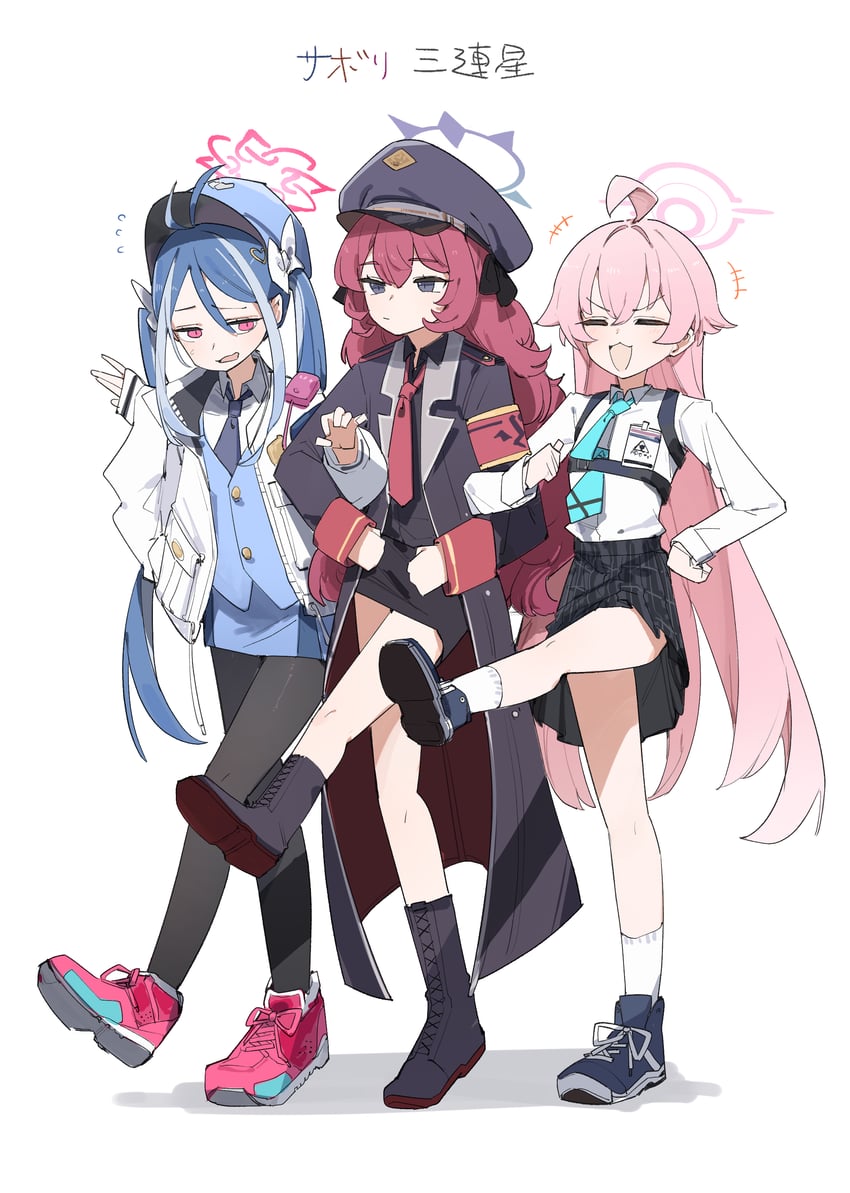 hoshino, iroha, and fubuki (blue archive) drawn by maton_3110