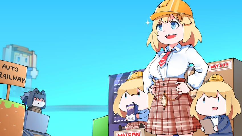 ouro kronii, watson amelia, and smol ame (hololive and 2 more) drawn by zaniaii