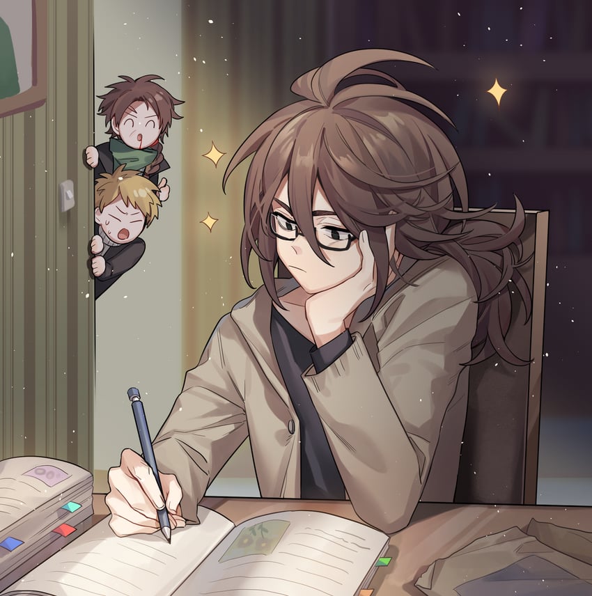 atou haruki, harada minoru, and isoi reiji (saibou shinkyoku) drawn by naku_(naku999ziye)