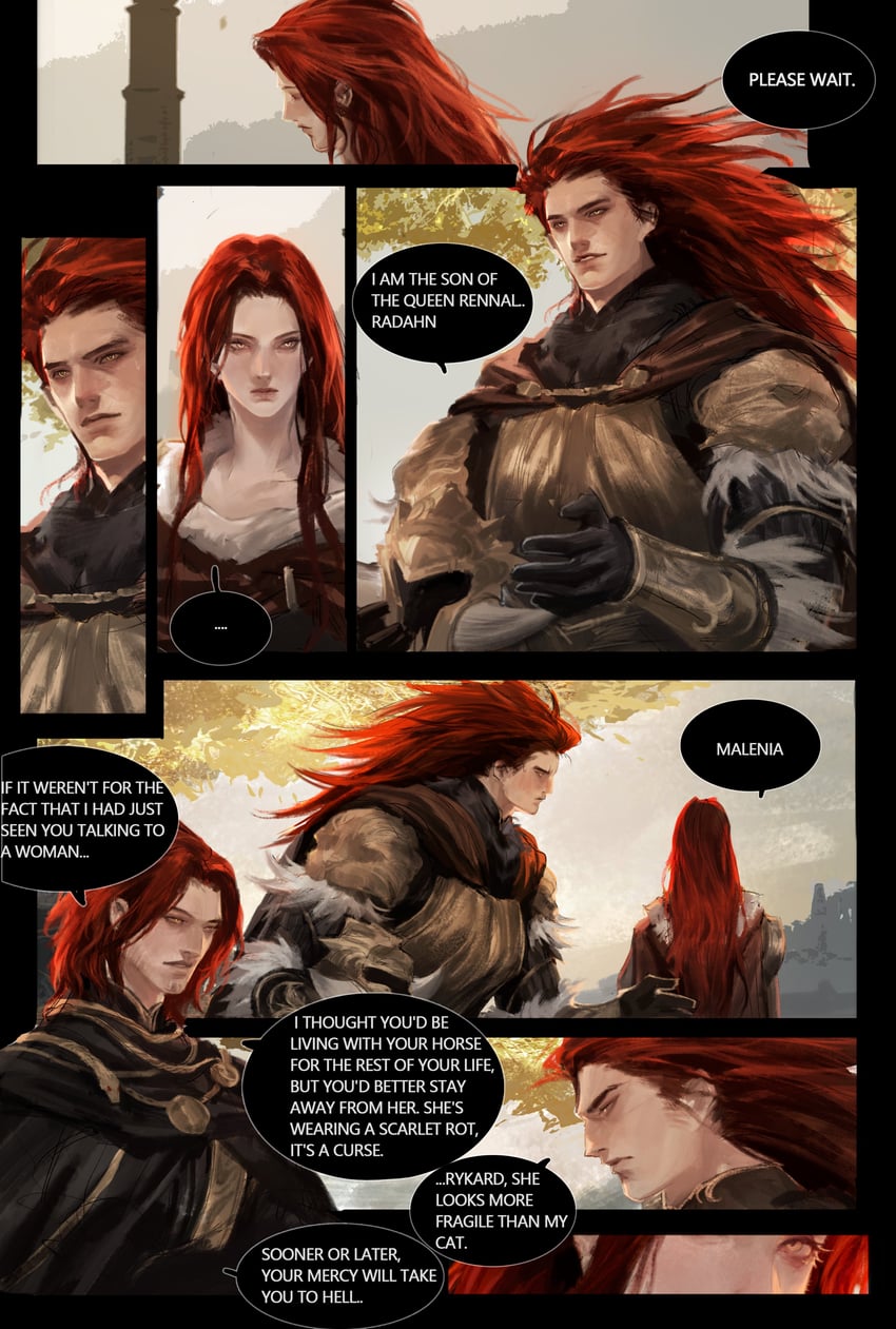 malenia blade of miquella, starscourge radahn, and praetor rykard (elden ring) drawn by shadderfans
