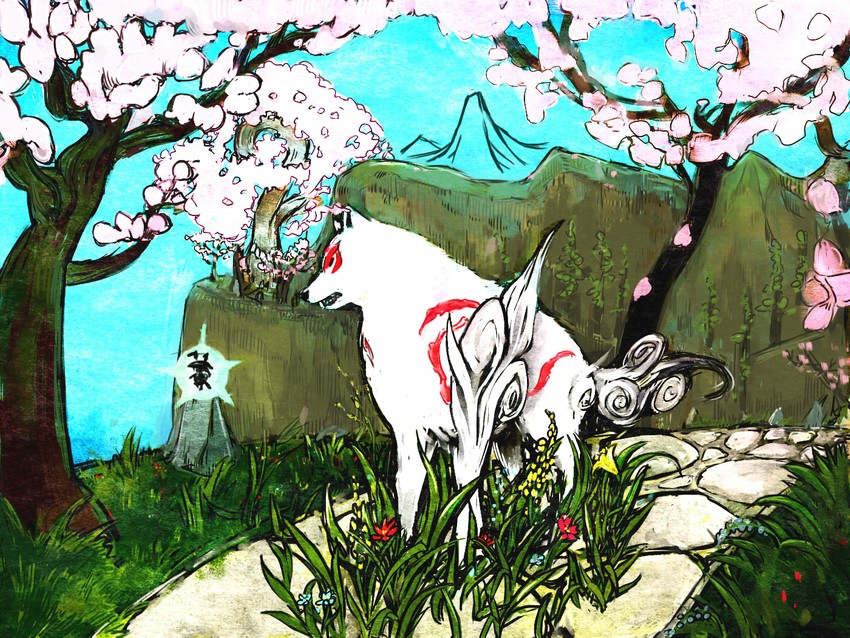 amaterasu and issun (ookami) drawn by ma_nyan_(nyao_mao_nyao)