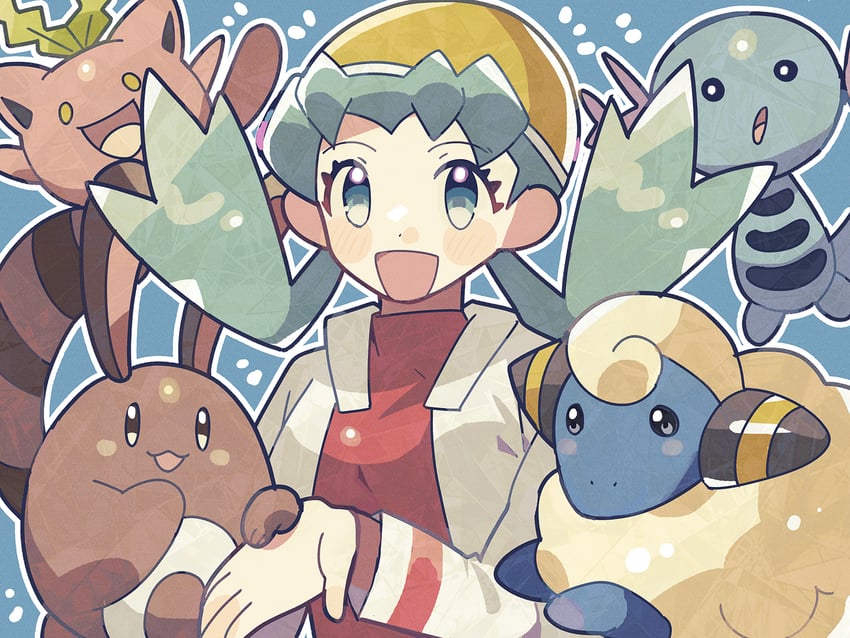 kris, wooper, hoppip, sentret, and mareep (pokemon and 1 more) drawn by anidler91