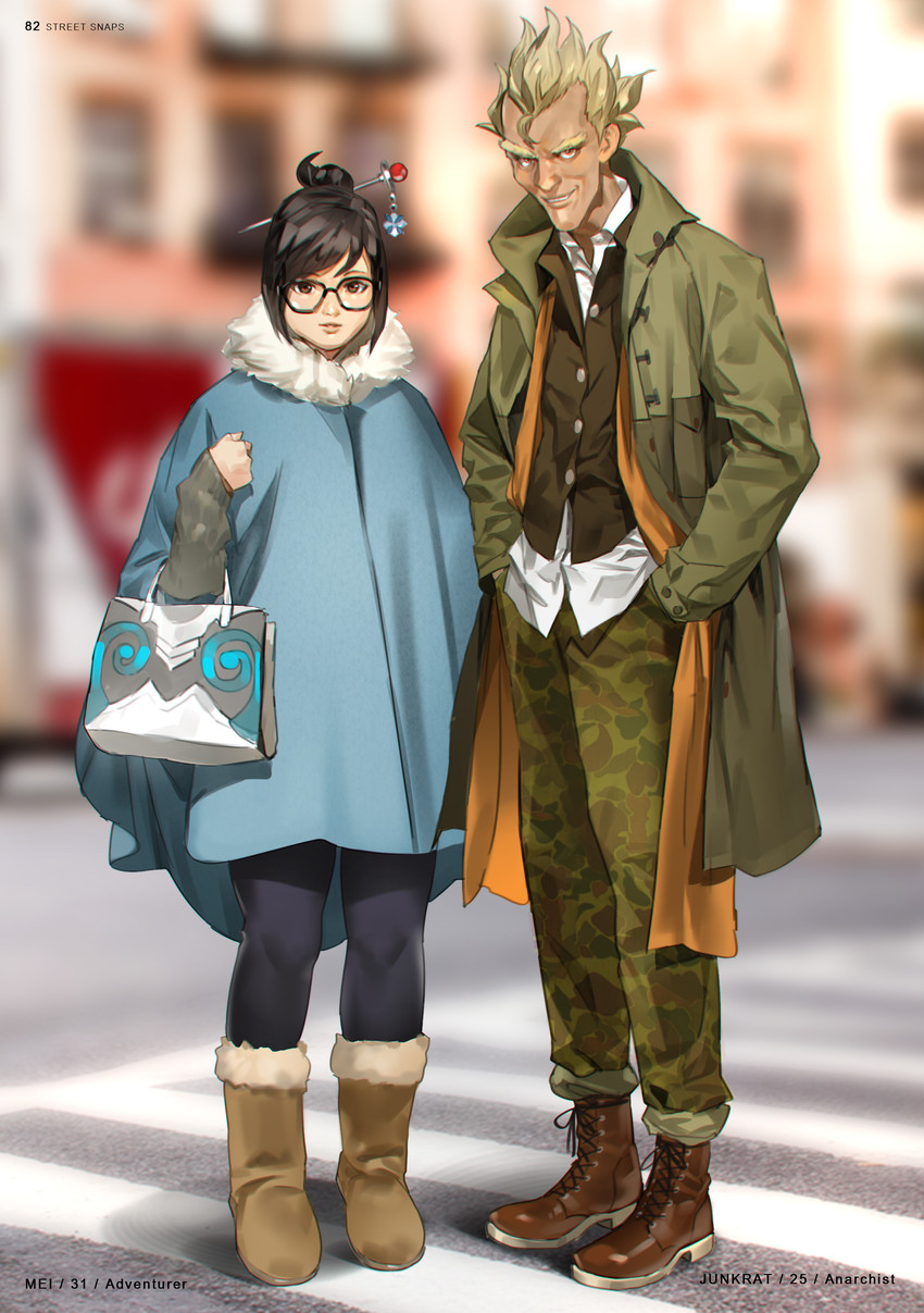 mei and junkrat (overwatch and 1 more) drawn by yd_(orange_maru)