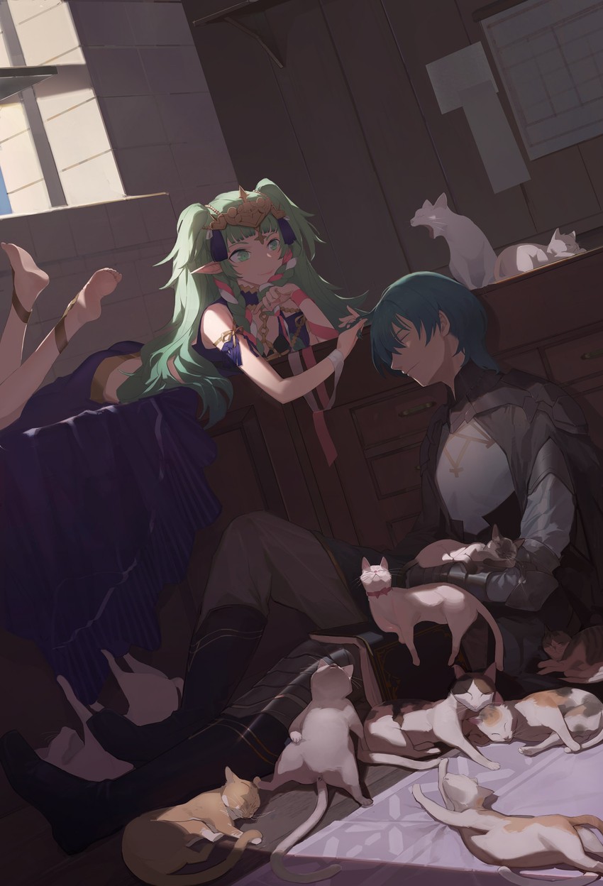 male byleth and sothis (fire emblem and 1 more) drawn by gen_(bividgen)