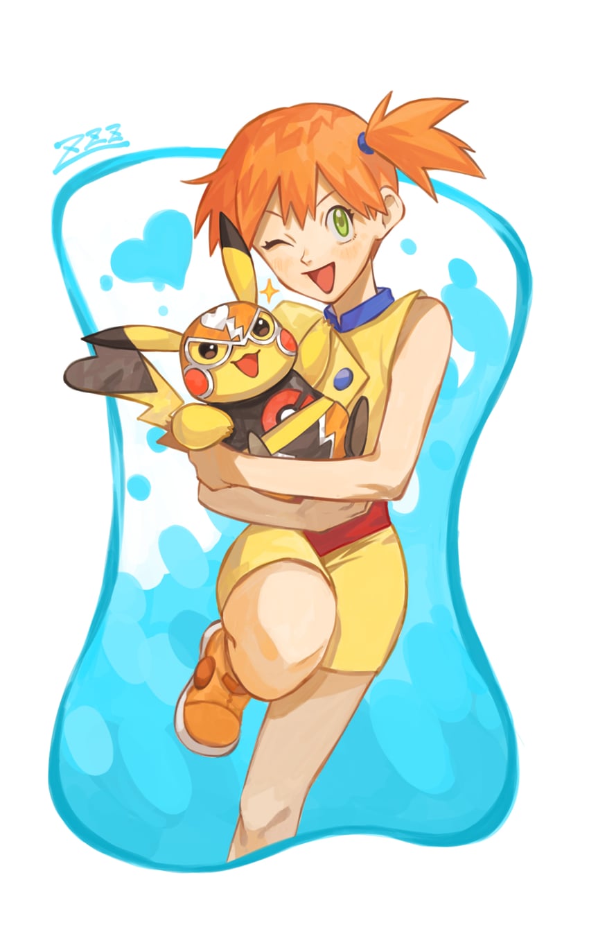 pikachu, misty, cosplay pikachu, and pikachu libre (pokemon and 1 more) drawn by oyasuminjyutsu
