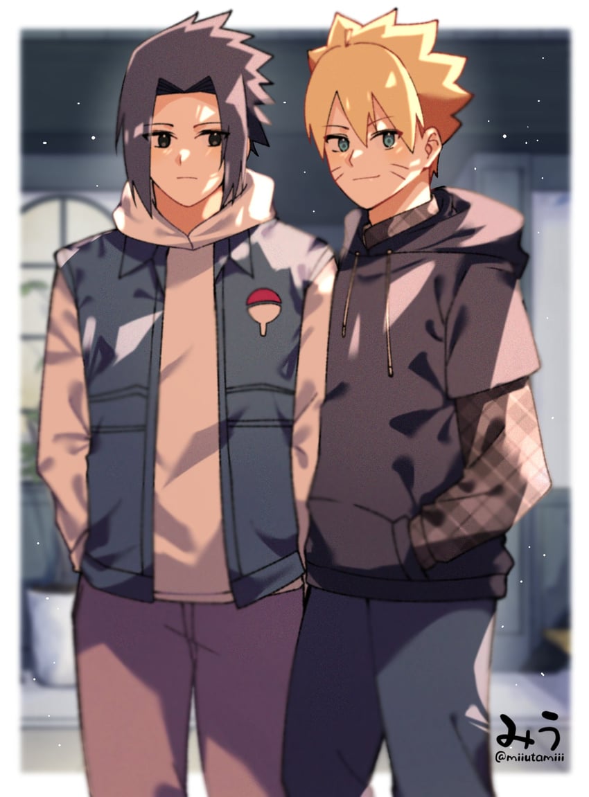 uchiha sasuke and uzumaki boruto (naruto and 1 more) drawn by miiutamiii_(artist)
