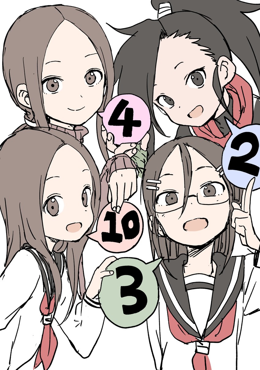 takagi-san, tsubaki, and tenkawa yukari (karakai jouzu no takagi-san and 1 more) drawn by yamamoto_souichirou