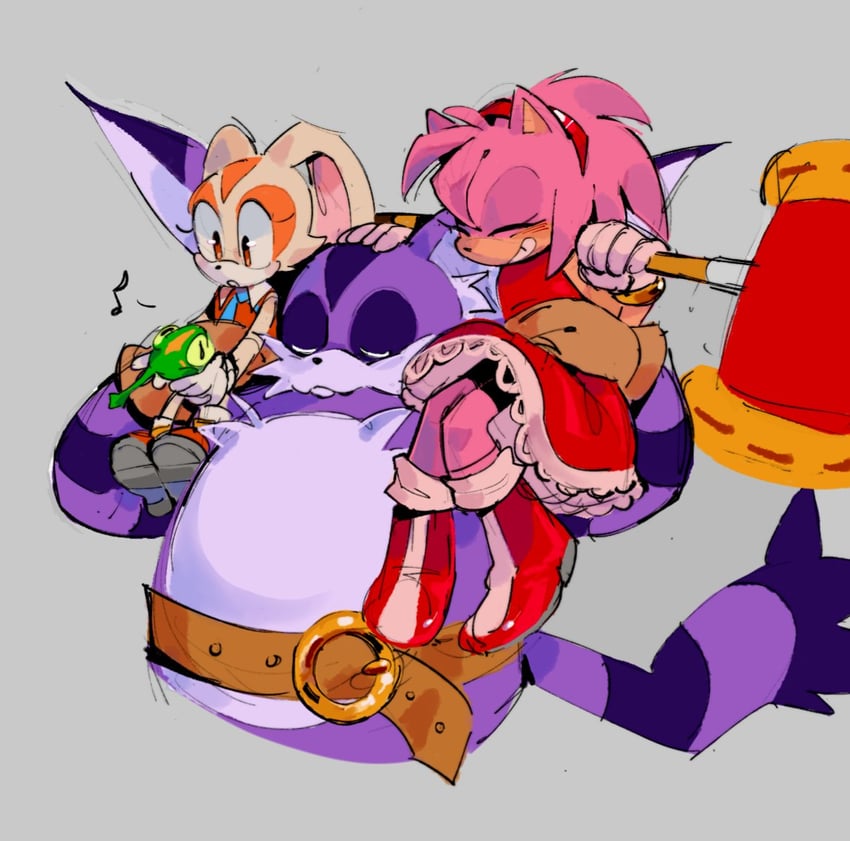 amy rose, cream the rabbit, big the cat, and froggy (sonic) drawn by thetheesauce