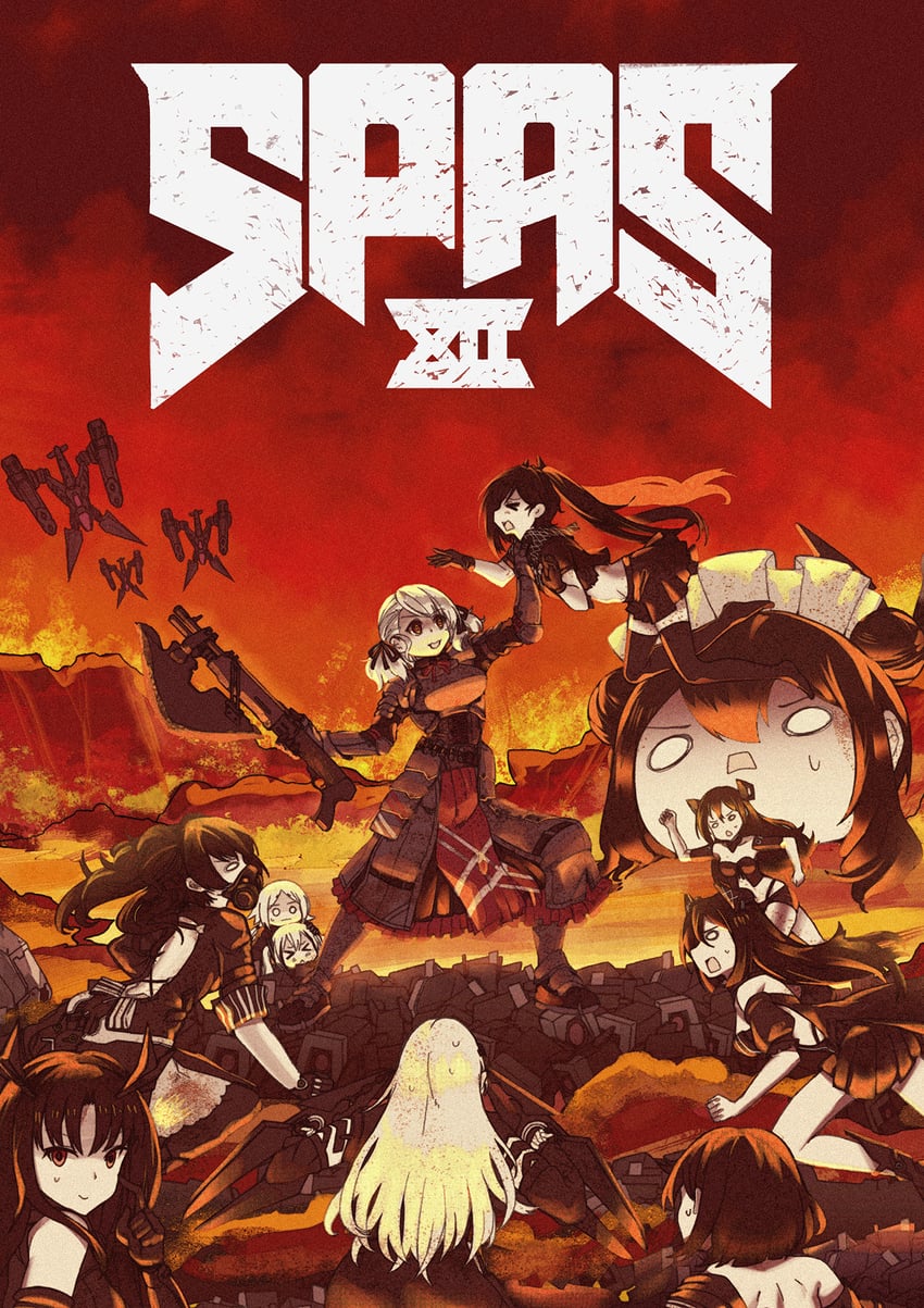 dinergate, spas-12, agent, destroyer, ouroboros, and 9 more (girls' frontline and 1 more) drawn by persocon93