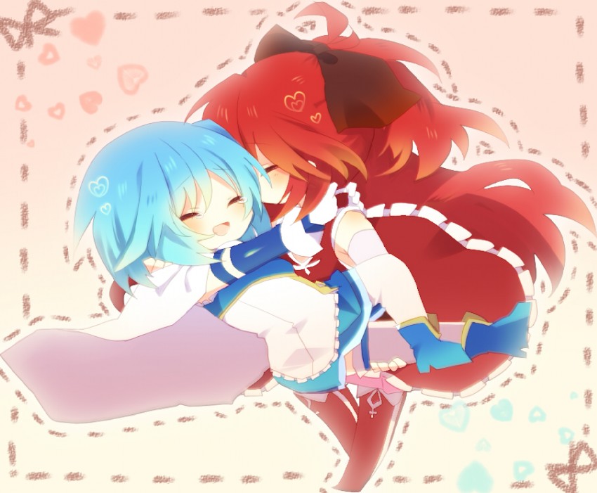 miki sayaka and sakura kyoko (mahou shoujo madoka magica) drawn by nochita_shin