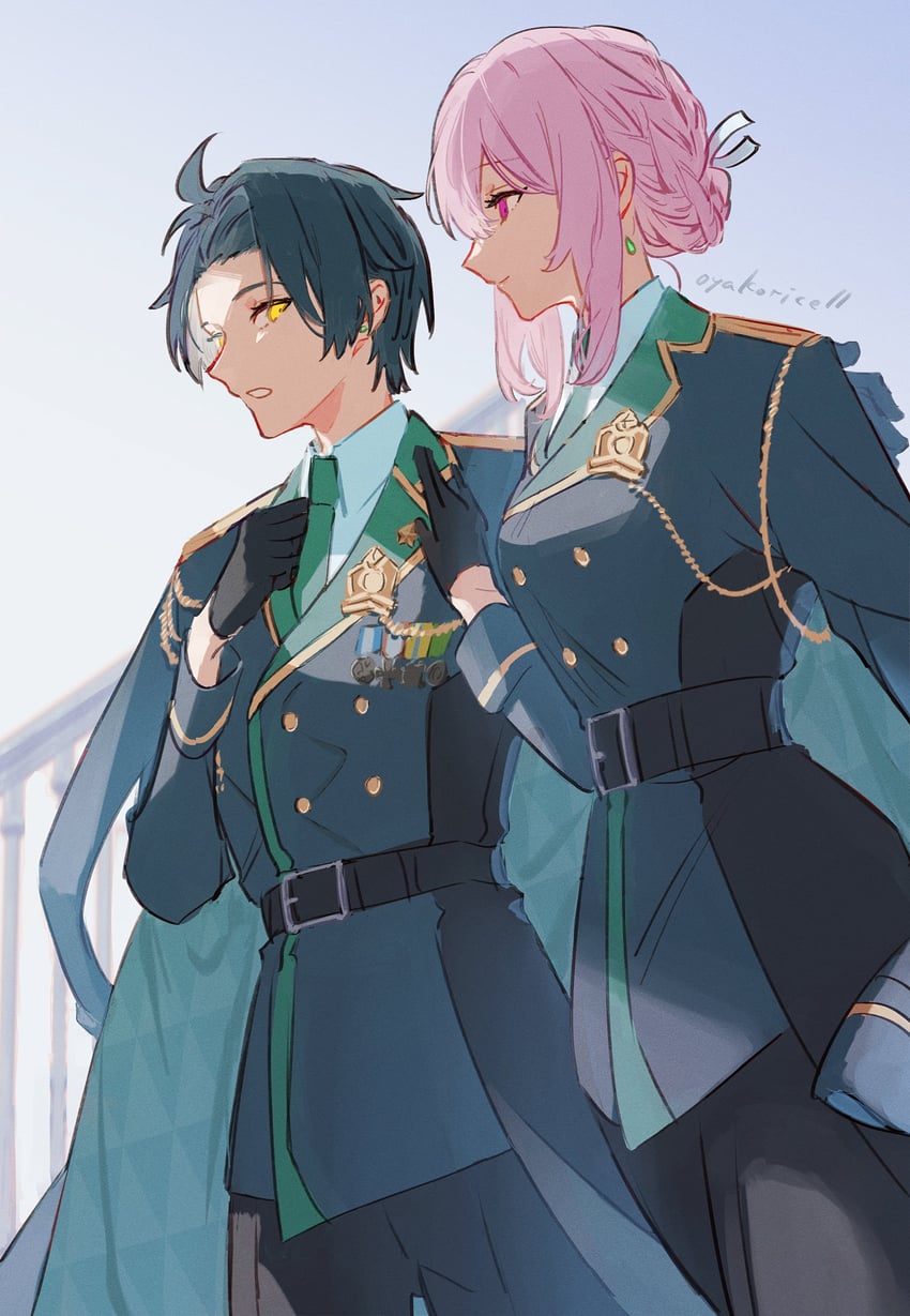 tsukishiro yanagi and asaba harumasa (zenless zone zero) drawn by oyakoricell