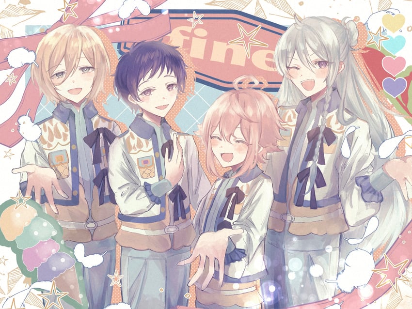 himemiya tori, tenshouin eichi, hibiki wataru, and fushimi yuzuru (ensemble stars!) drawn by ntec231