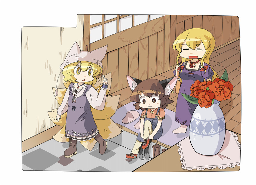 yakumo yukari, yakumo ran, and chen (touhou) drawn by kuzugitsune_(inarikami)
