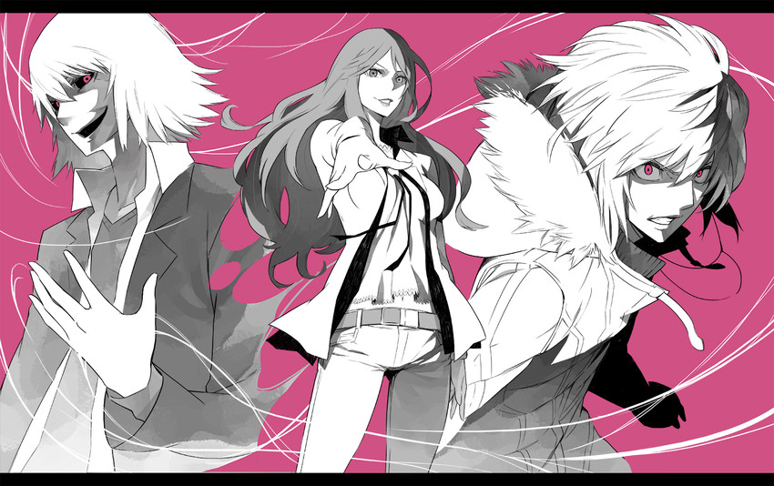 accelerator, mugino shizuri, and kakine teitoku (toaru majutsu no index and 1 more) drawn by gajuumaru