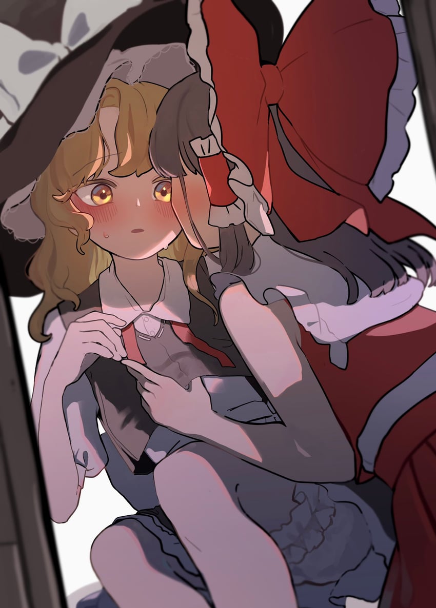 hakurei reimu and kirisame marisa (touhou) drawn by niru_(ka_k_0517)