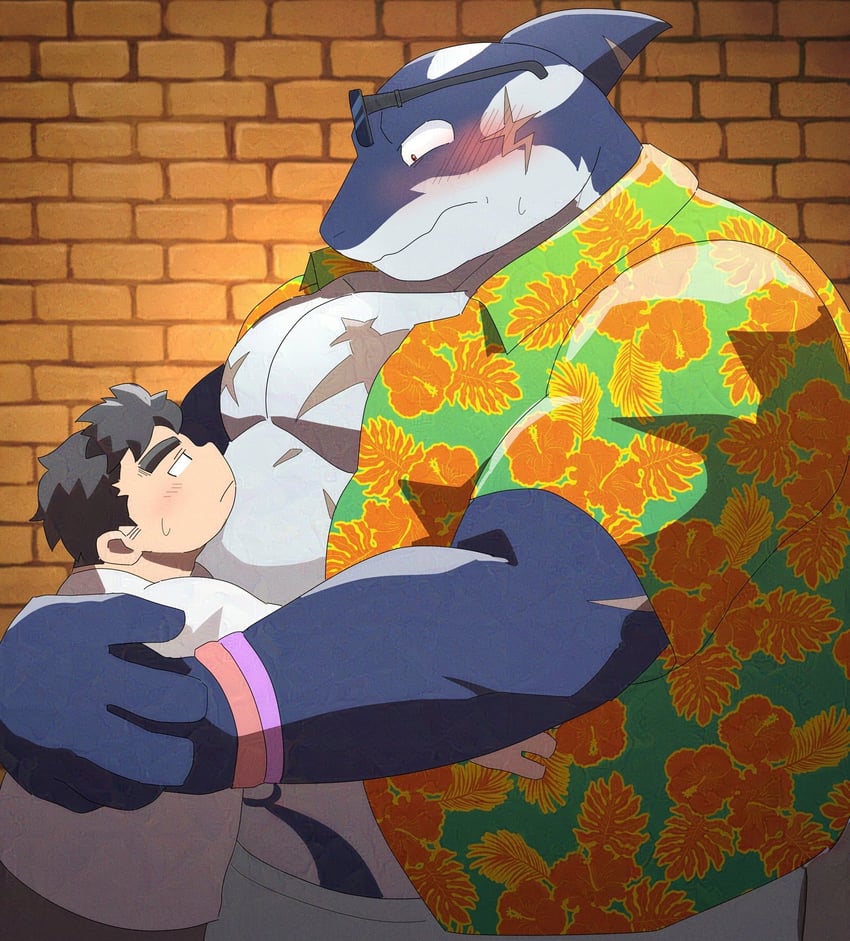 protagonist 5 and typhon (tokyo afterschool summoners) drawn by suna_sand1