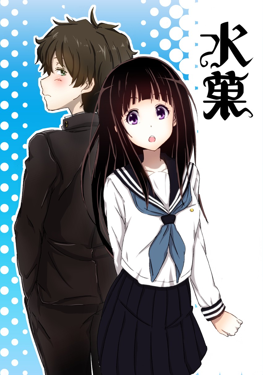 chitanda eru and oreki houtarou (hyouka) drawn by taku1122