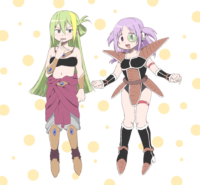 alina gray, misono karin, broly, and raditz (mahou shoujo madoka magica and 3 more) drawn by ketsuwotatakuna