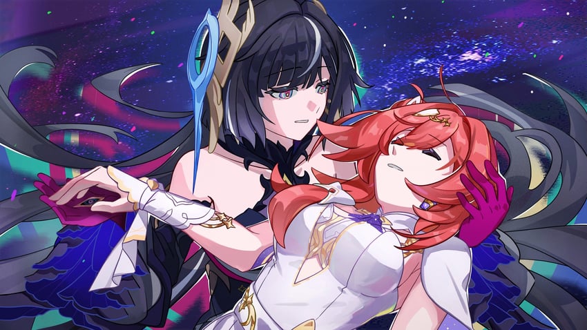 senadina and leylah (honkai and 1 more) drawn by meng8866