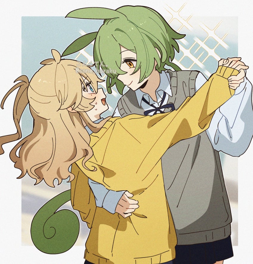 zundamon and kasukabe tsumugi (voiceroid and 1 more) drawn by corn_kuten