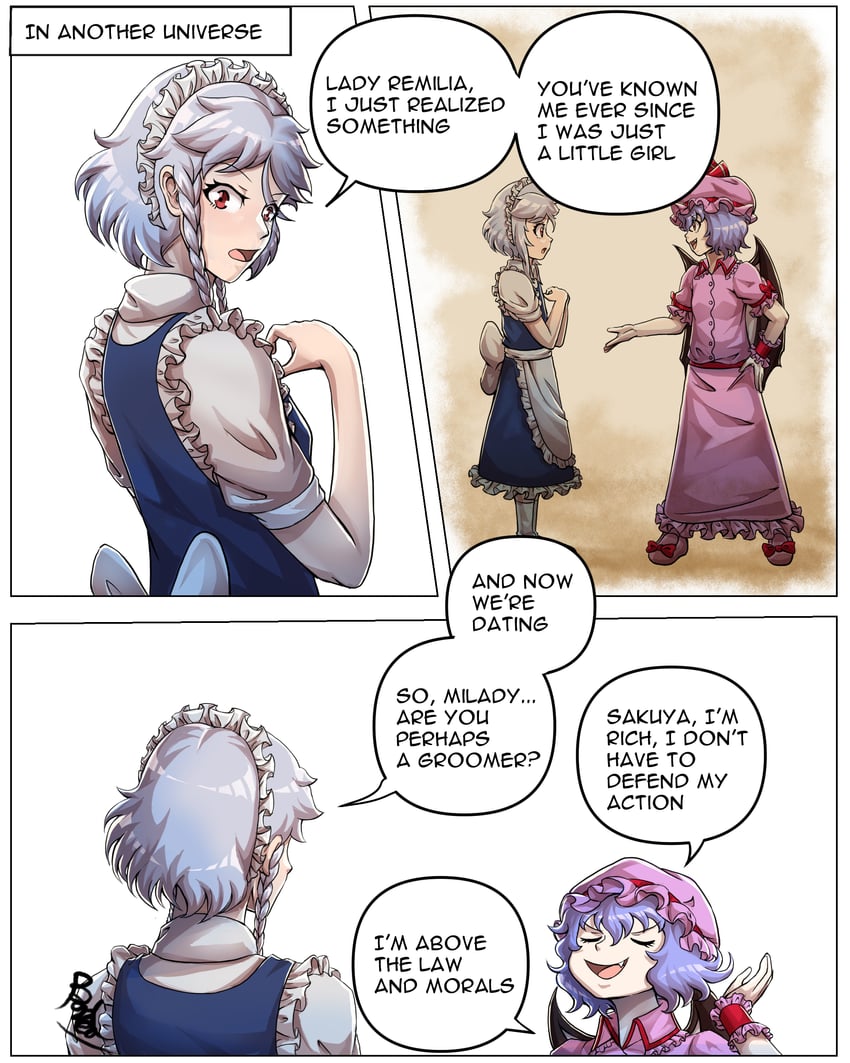remilia scarlet and izayoi sakuya (touhou) drawn by buhbuhbored