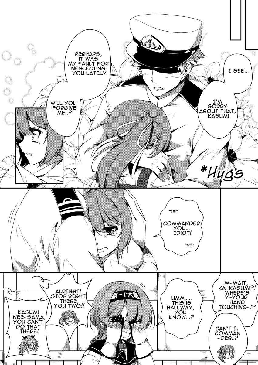 admiral, kasumi, yamakaze, michishio, kasumi kai ni, and 1 more (kantai collection) drawn by sheita
