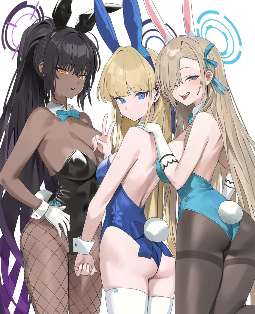 asuna, toki, and karin (blue archive) drawn by hood_(james_x)