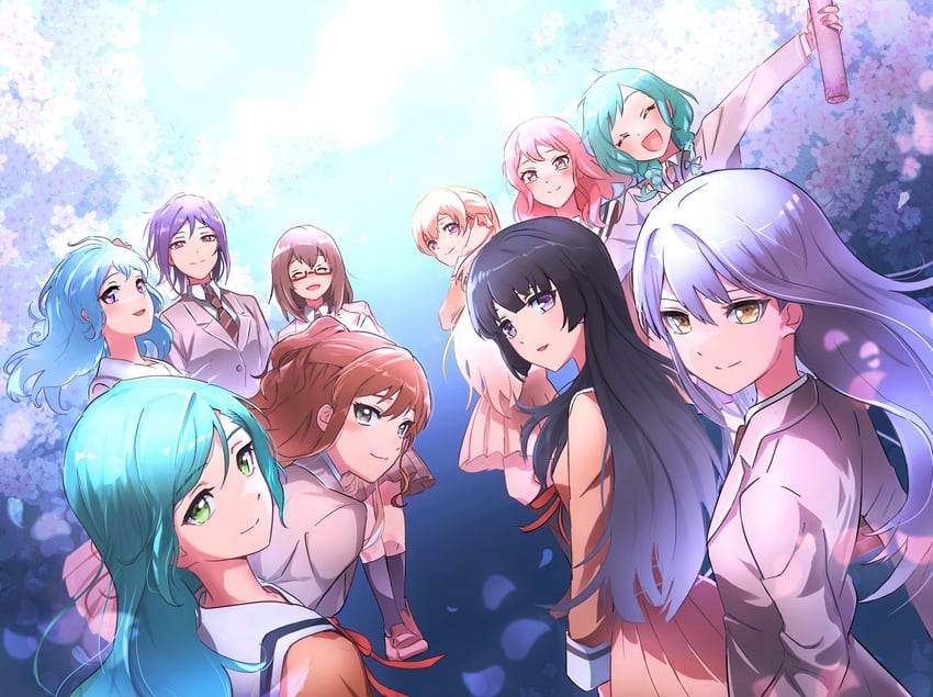 hikawa sayo, hikawa hina, maruyama aya, imai lisa, matsubara kanon, and 5 more (bang dream!) drawn by pine_(pinepipp)