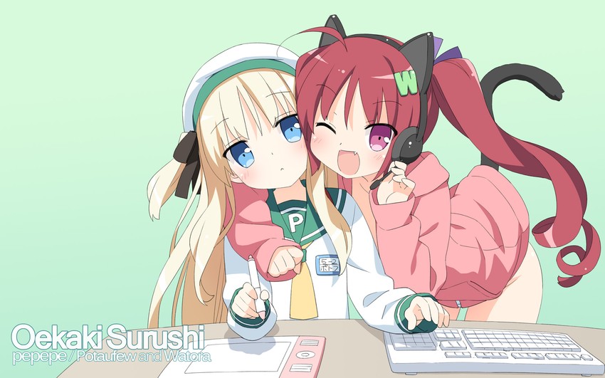 shimotsuki potofu and hazuki watora (original) drawn by kani_biimu