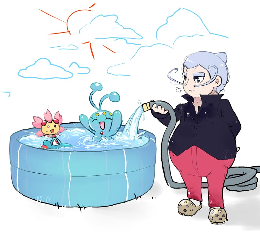 totodile, manaphy, cherrim, and mysterial (pokemon and 1 more) drawn by ragou2niko