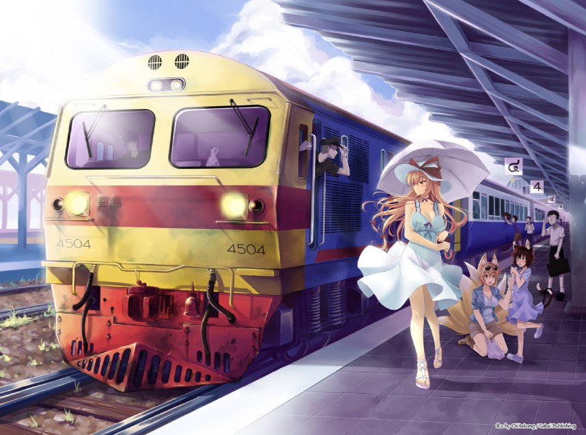 yakumo yukari, yakumo ran, and chen (touhou) drawn by okitakung