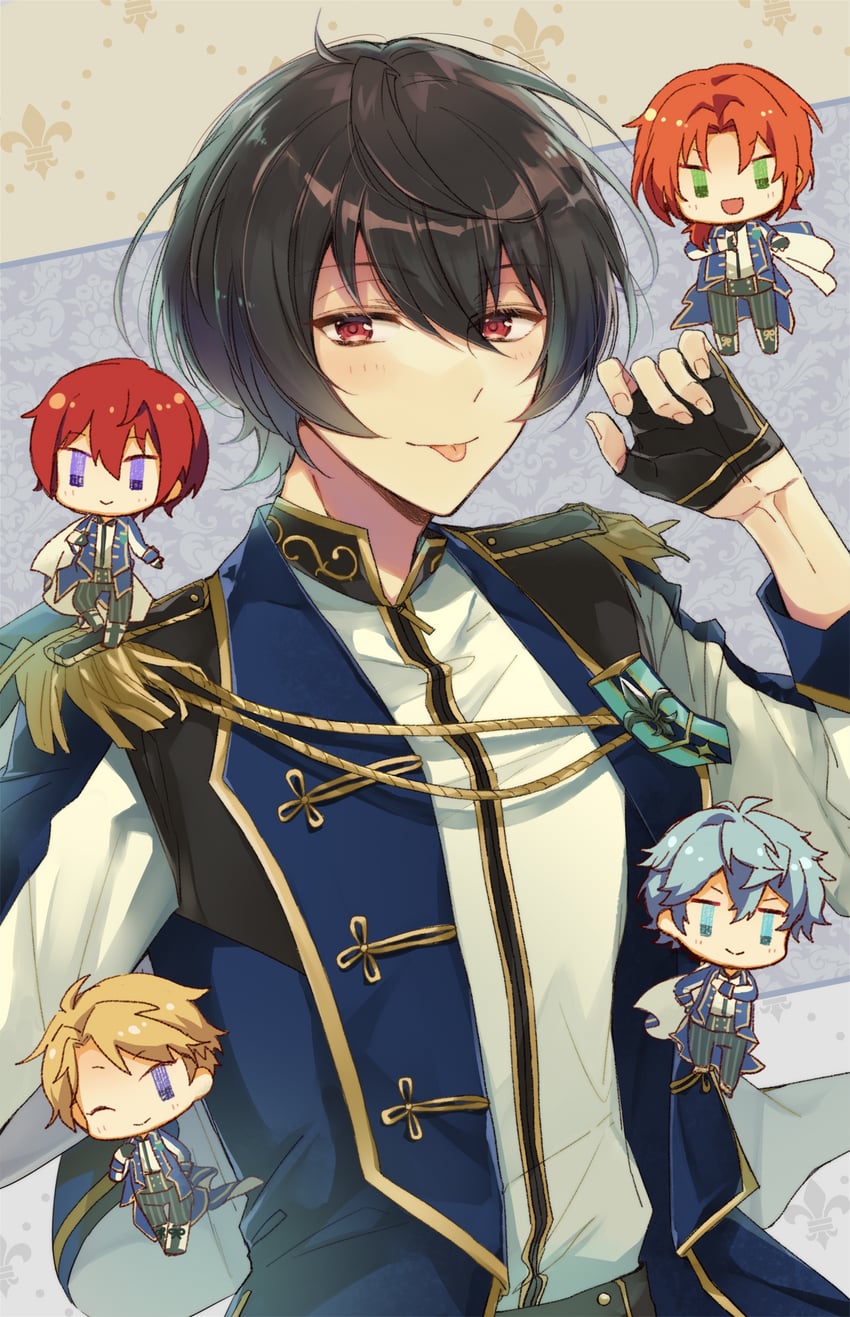 sakuma ritsu, tsukinaga leo, sena izumi, suou tsukasa, and narukami arashi (ensemble stars!) drawn by maruo_hamham
