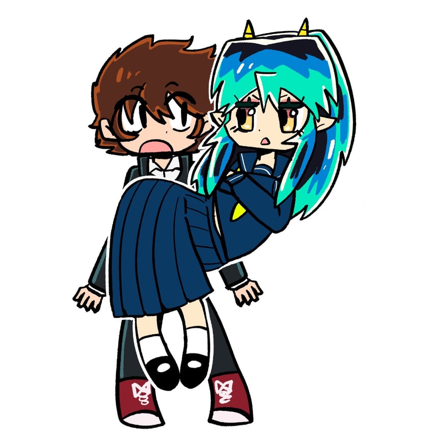lum and moroboshi ataru (urusei yatsura) drawn by nyolord