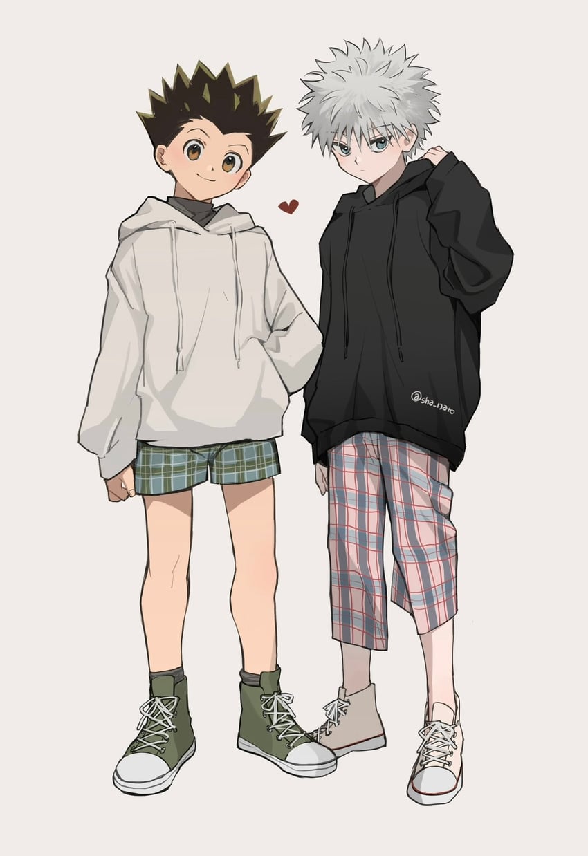 killua zoldyck and gon freecss (hunter x hunter) drawn by sha_nato