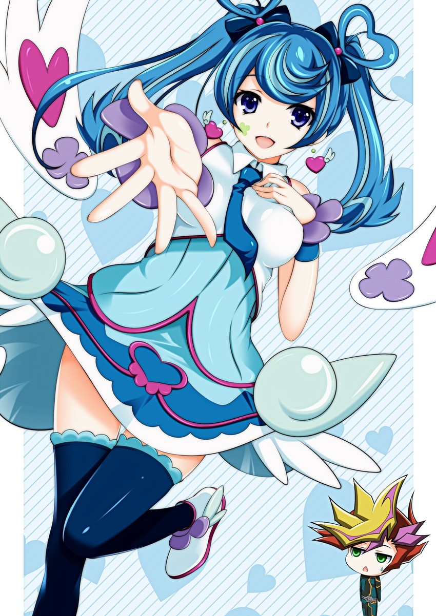 zaizen aoi, fujiki yusaku, blue angel, and playmaker (yu-gi-oh! and 1 more) drawn by girls_century