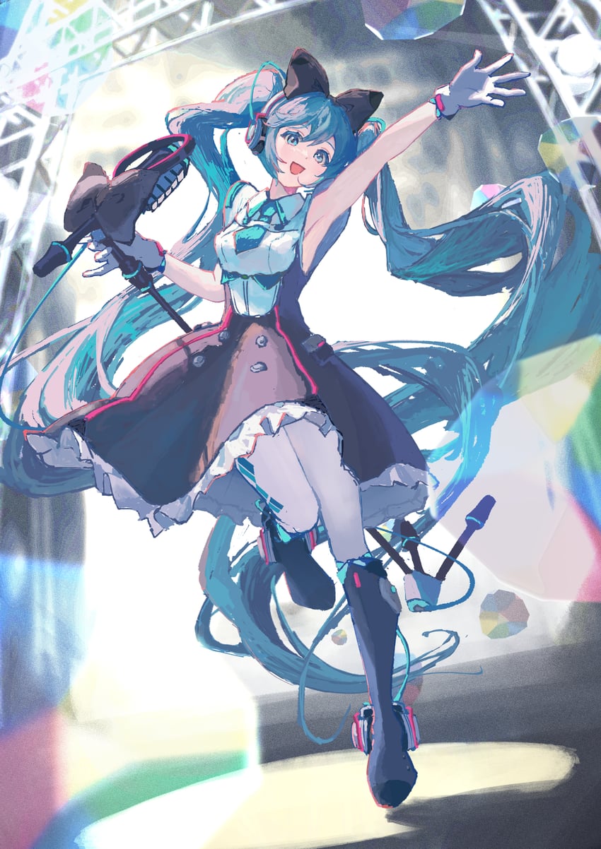 hatsune miku and magical mirai miku (vocaloid and 1 more) drawn by kurohanesawa