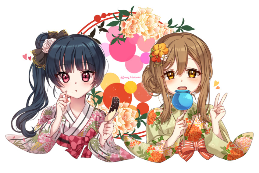 tsushima yoshiko and kunikida hanamaru (love live! and 1 more) drawn by bbunny
