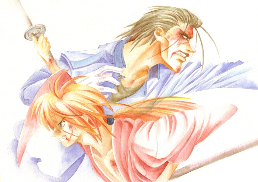 himura kenshin and saitou hajime (rurouni kenshin) drawn by kanameuta