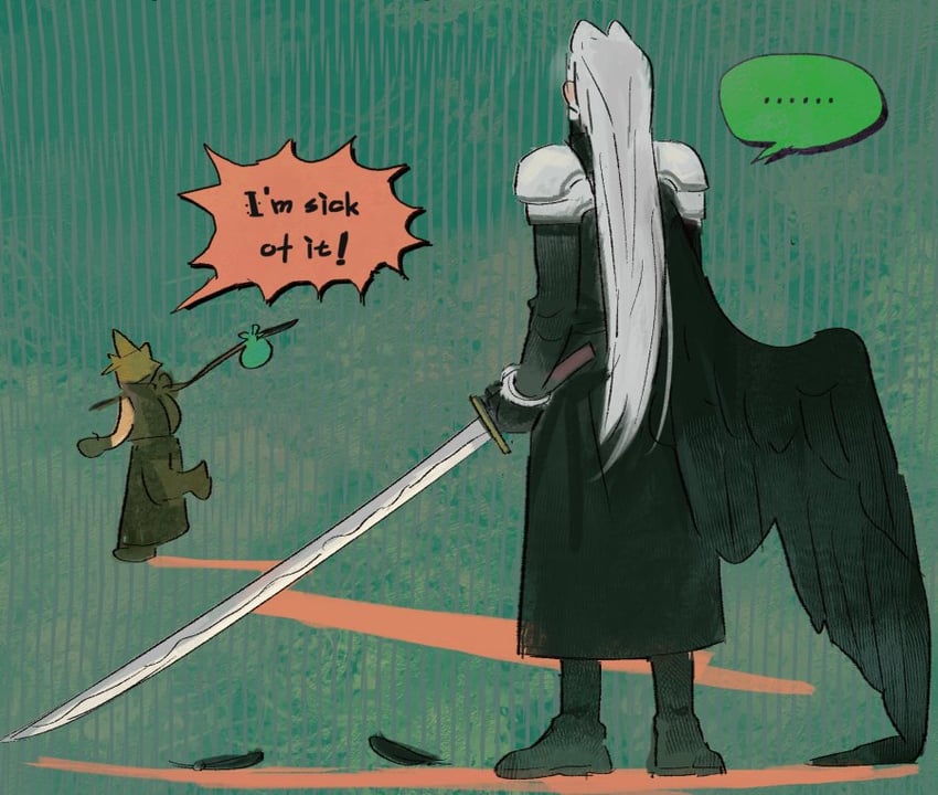 cloud strife and sephiroth (final fantasy and 2 more) drawn by audreychen