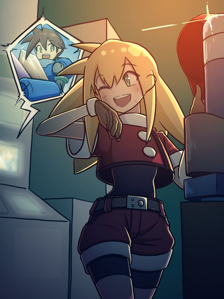 roll caskett and mega man volnutt (mega man and 1 more) drawn by tukitosupponc
