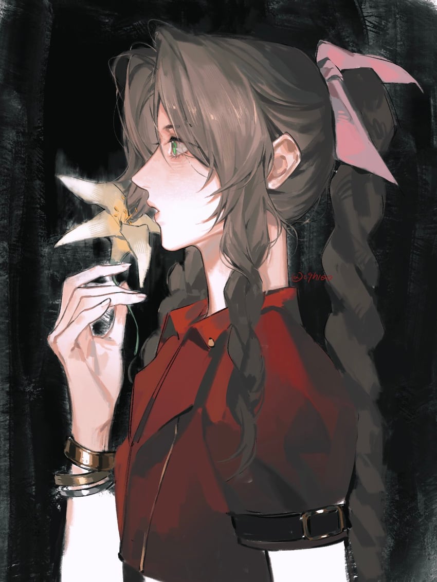 aerith gainsborough (final fantasy and 2 more) drawn by c9h10o