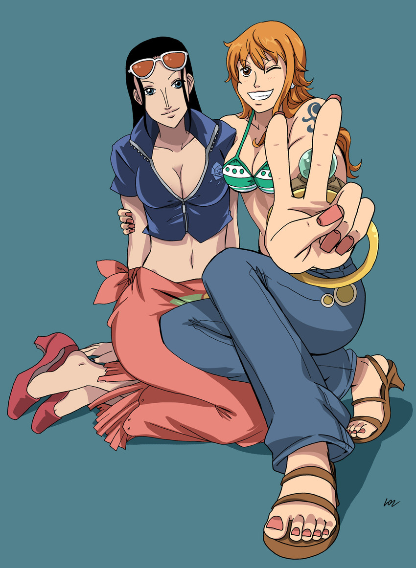 nami and nico robin (one piece) drawn by lost_one_zero
