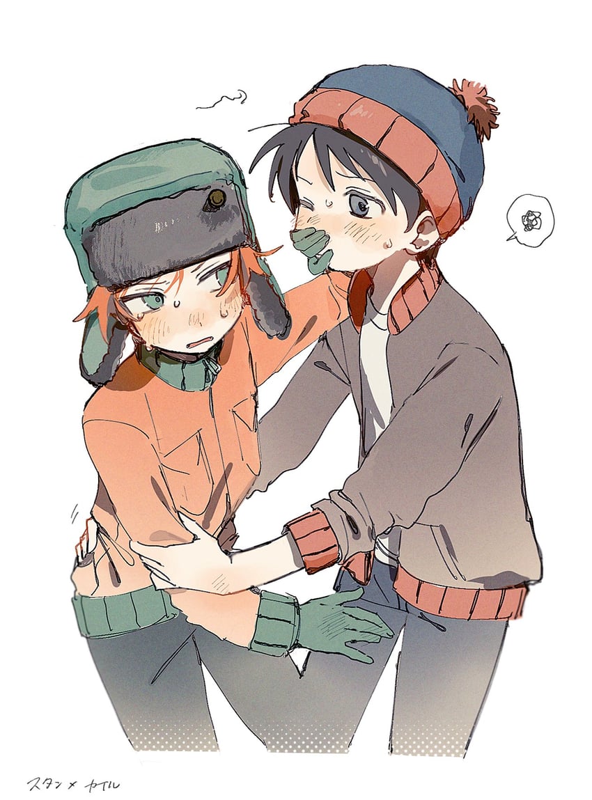stan marsh and kyle broflovski (south park) drawn by oniwa_028