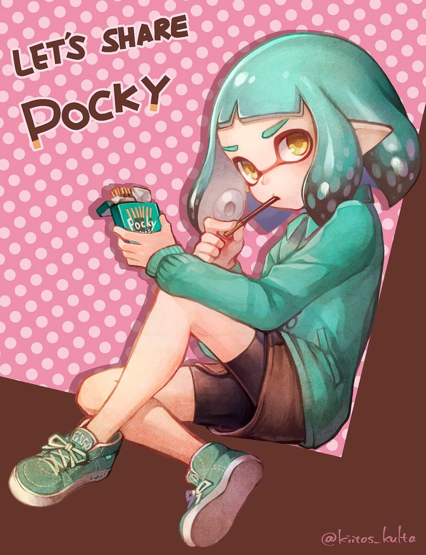inkling player character and inkling girl (splatoon and 1 more) drawn by kiitos